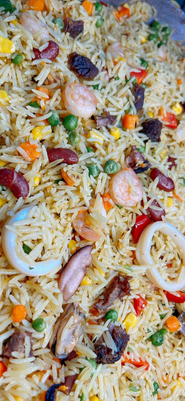 Basmati Fried Rice with Seafood, Beef and Kidney Beans