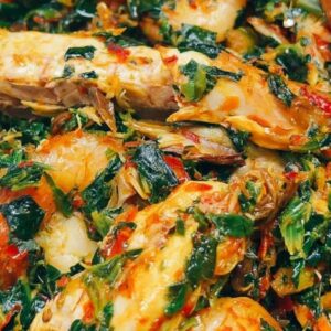 Eforiro with Shredded Mackerel Fish and Shrimp